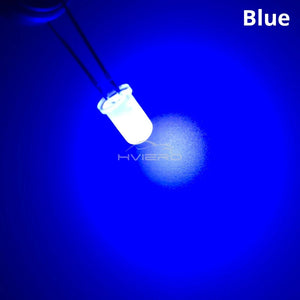 1000pcs 5mm Diffused LED Diodes, White/Red/Green/Blue/Yellow/Warm Light, 2-Pin 6000-6500K