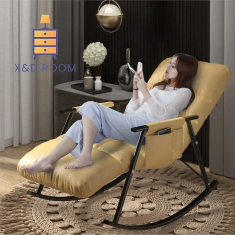 Adjustable Breathable Rocking Chair for Balcony & Bedroom - Luxury Nap Lazy Sofa for Relaxation