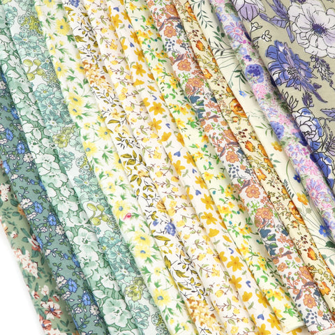 Elegant Green Blue Floral Handkerchief 100% Cotton Pocket Square 26cm Women's Accessory