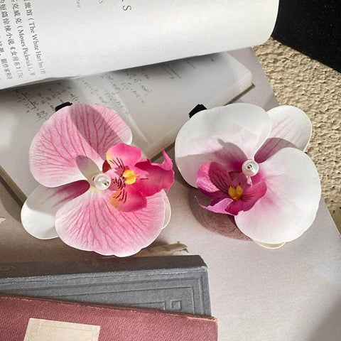 Elegant Orchid Flower Hair Clip - Floral Hairpin for Women Styling Accessories