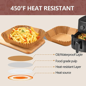 100-Pack Disposable Air Fryer Liners, Nonstick, Greaseproof, Easy Clean, Round Baking Paper