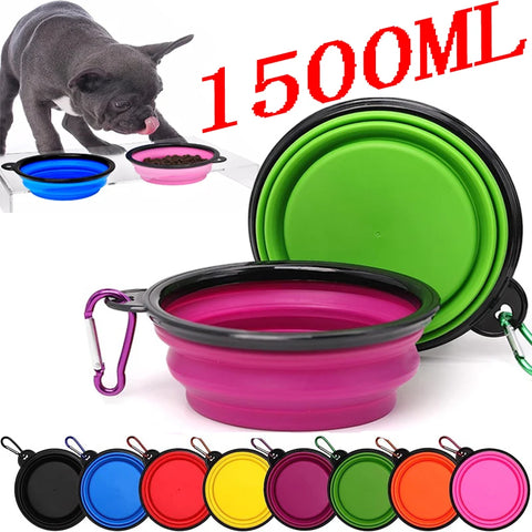Foldable Silicone Dog Bowl Large - Portable Travel Pet Food & Water Feeder
