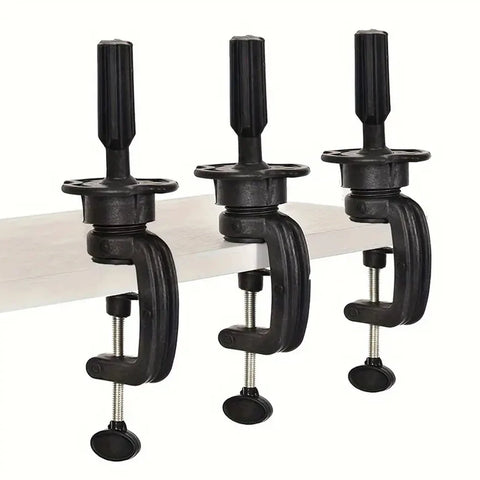 3pcs Adjustable Black Mini Mannequin Head Stand with Table Clamp for Wig Training and Hair Accessories