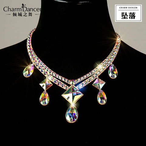 Handmade Crystal Rhinestone Necklace for Belly Dance Performance Jewelry Accessories