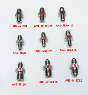 Stainless Steel Brake Adapter AN3 AN4 to M8x1 M8x1.25 M12x1 M12x1.25 M12x1.5