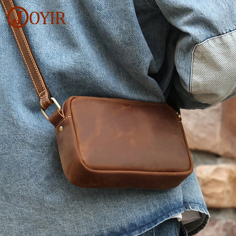 Genuine Leather Mini Crossbody Bag Travel Phone Purse Satchel for Women & Men