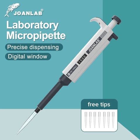 Digital Adjustable Micropipette with Tips - Automatic Plastic Pipette for Chemistry Lab Equipment