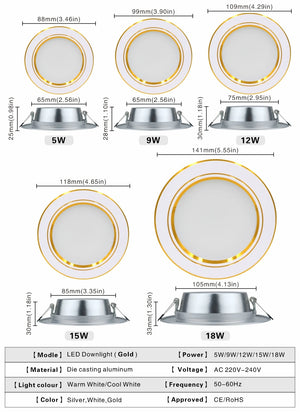 10-Pack LED Downlight 5W-18W Recessed Ceiling Panel Light 220V Round Cold/Warm White Spotlight