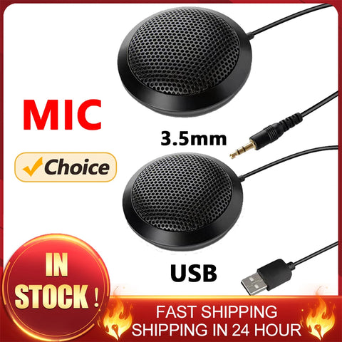 360° USB/3.5mm Conference Microphone Omnidirectional Condenser Mic for Laptop PC Video Calls & Gaming
