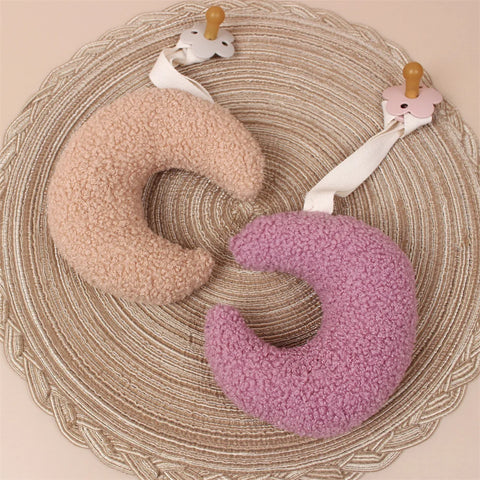 Baby Pacifier Clip Sherpa Moon Plush Chain Silicone Soother Holder BPA Free Infant Newborn Dummy Accessory
