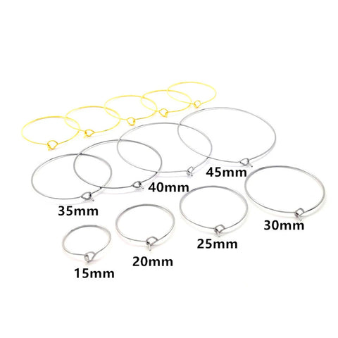 50pcs Stainless Steel Wire Earring Hoops 20mm-30mm DIY Jewelry Making Accessory