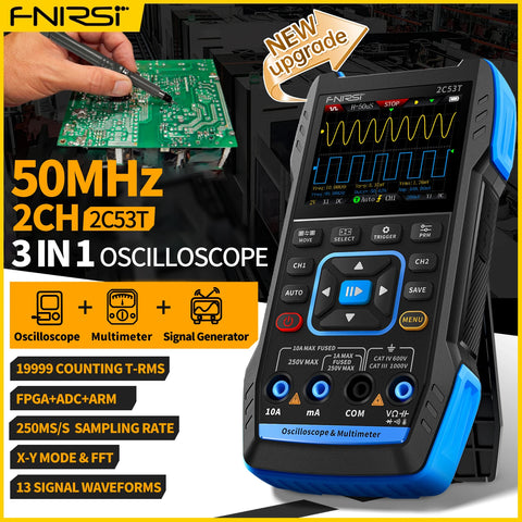 Handheld 50MHz Digital Oscilloscope Multimeter Signal Generator 3-in-1 Dual Channel Automotive Tool
