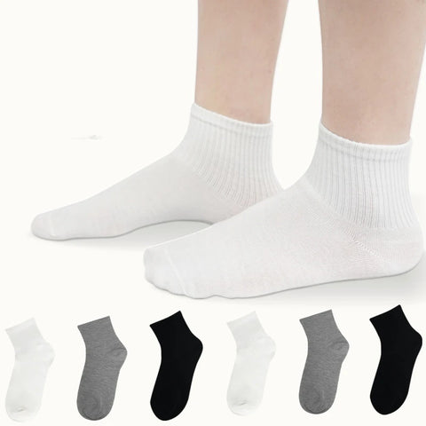 5 Pairs Women's Solid Black & White Vintage Low Cut Ankle Socks Cotton Summer Spring