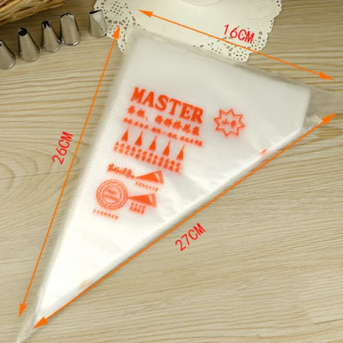 100-Pack Large Disposable Piping Bags for Cake & Cupcake Decorating