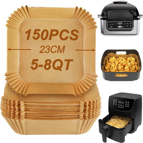 100-Pack Disposable Air Fryer Liners, Nonstick, Greaseproof, Easy Clean, Round Baking Paper