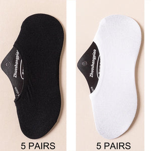 10 Pairs Men's Invisible Non-Slip Silicone Liner Socks, Breathable Thin Nylon No Show Loafers for Summer
