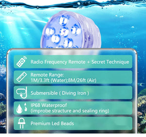 10 LED RGB Submersible Underwater Light for Pool, Garden, Wedding, Party, Aquarium, Vase, Bowl - Battery Operated