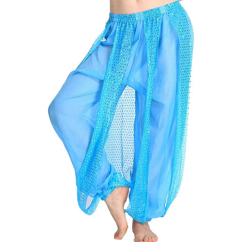 Chiffon Sequin Belly Dance Harem Pants Lantern Style Bloomers for Women - Halloween Costume Trousers