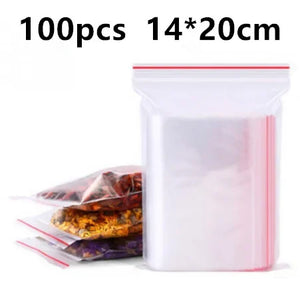 100 Pack Freezer Safe 50 Micron Ziplock Bags, Food Storage for Snacks & Cookies