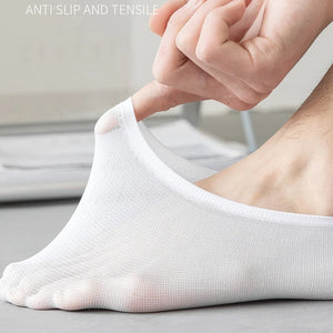 10 Pairs Men's Invisible Non-Slip Silicone Liner Socks, Breathable Thin Nylon No Show Loafers for Summer