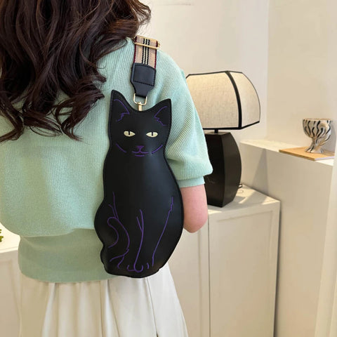 2024 Vintage Cat Shape Crossbody Bag for Women, Cute Waterproof Shoulder & Waist Bag Purse