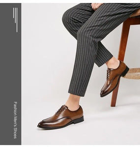 Men's 2025 Leather Dress Shoes, Breathable Classic Formal Oxfords for Office & Weddings