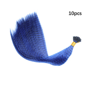 10 Pcs Colored Feather Hair Extensions I Tip Synthetic Zebra Strands Hairpiece