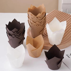 100-Pack Oilproof Brown Muffin Cupcake Baking Liners for Parties & Events
