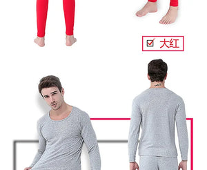 "5XL Thermal Cotton Long Johns Set - Oversized Winter/Spring T-Shirt & Pants"