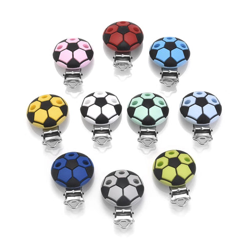 3pcs Soccer Silicone Pacifier Clips Baby Teether BPA-Free DIY Necklace Bead Tool Nursing Accessories