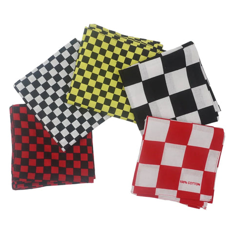 Checkerboard Racing Flag Bandana Scarf Face Cover Mask Neck Headband Sun Shield Cotton Checkered Plaid for Men Women Racing Party