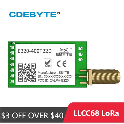 433MHz LoRa Wireless Module 22dBm Long Range 5km 470MHz SMA-K UART RSSI Transmitter Receiver
