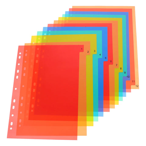 A4 Notebook Binder Divider with Index Tabs - Planner Separator, Colored Marker Plastic Pages, 1pc