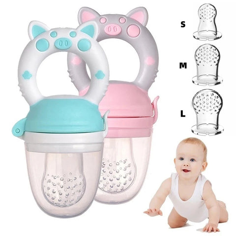 3-in-1 Baby Food Feeder & Silicone Teether Toy - Fruit Pacifier & Training Grinder for Newborns