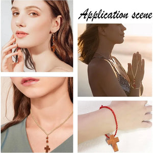 100pcs Wooden Cross Pendants Small Charms for Jewelry Making, DIY Crafts, Necklace, Party Favors