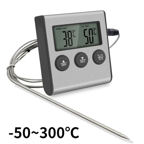 BBQ Wireless Meat Thermometer with Timer for Grill, Smoker, Oven Cooking