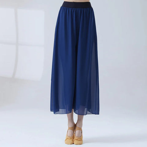 Classical Dance Chiffon Culottes Wide-Leg Pants Flowing Modern Practice Chinese Folk Dance Costume