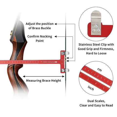 Aluminum Archery Ruler, Bow String Nocking Point Tool, Outdoor Sports Measure, Shooting/Hunting Accessory, T/L Shape, 1 Piece