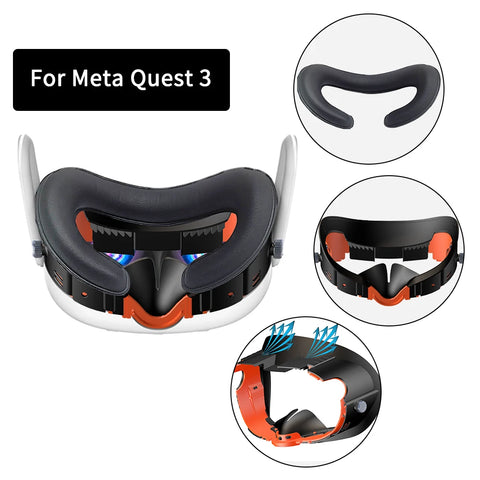Adjustable PU Leather Foam Face Pad Bracket for Meta Quest 3 VR - Comfortable Replacement Cushion Interface Accessory