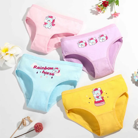 4-Pack Kids Cotton Cartoon Underwear Boxer Style Soft Breathable Panties