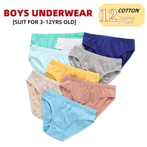 12 Pack Girls Cotton Underwear Shorts Briefs Kids Panties - Pure Color
