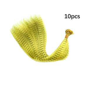 10 Pcs Colored Feather Hair Extensions I Tip Synthetic Zebra Strands Hairpiece