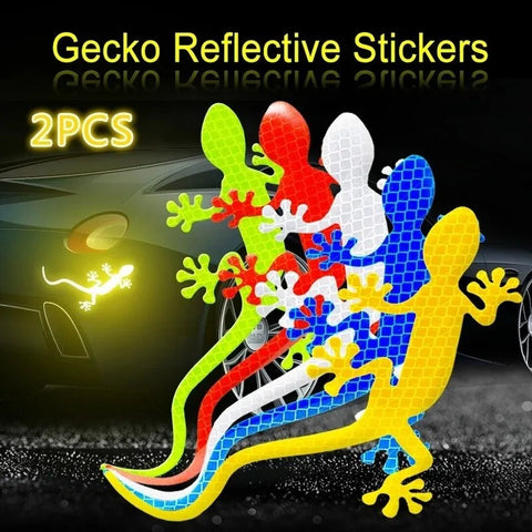 2 Pack Reflective Gecko Car Stickers Safety Warning Strips for Night Driving Visibility Auto Exterior Accessories