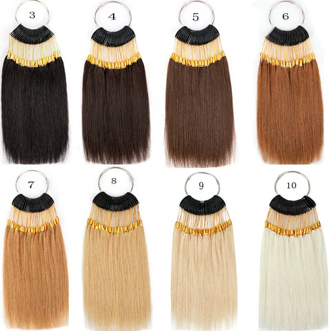 30pcs 100% Human Hair Color Ring for Extensions & Salon Dyeing, Dyeable in Any Color