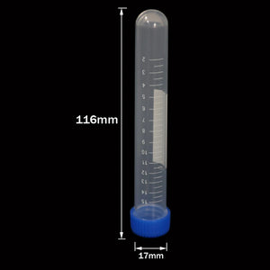 10-Pack Plastic Test Tubes with Screw Caps, 50ml/15ml/10ml, Round Bottom, Scaled, for Laboratory Samples & Centrifuge