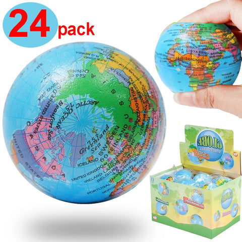 Foam Earth Globe Stress Ball for Anxiety Relief, Hand Exercise, Educational Toy