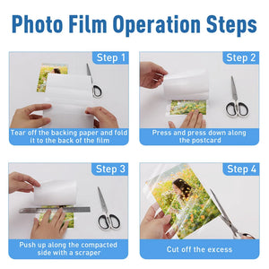 10 Sheets A4 Holographic Transparent Self-Adhesive Cold Laminating Film for Crafts and Photos - Stars & Dots Pattern