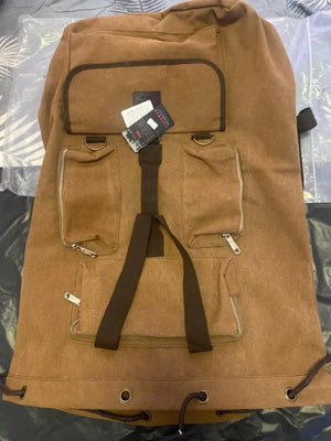 100L Canvas Backpack for Travel & Hiking - Men's Large Capacity Pack with Blanket Storage