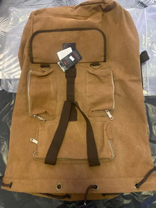 100L Canvas Backpack for Travel & Hiking - Men's Large Capacity Pack with Blanket Storage