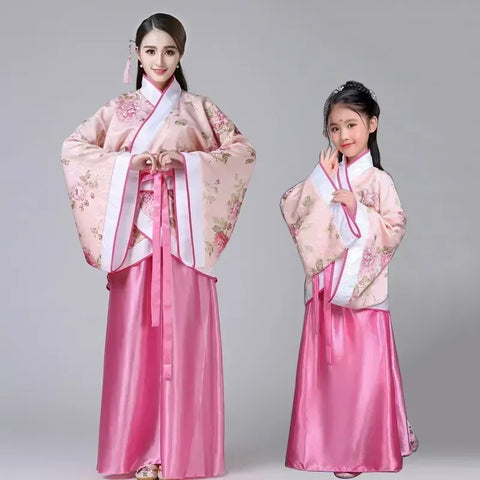 2024 Hanfu Chinese Costume: Kids Flower Girl & Women's Fairy Dance Stage Dress